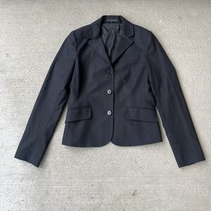 Theory Womens Wool Blazer Size 4 Black Tailored Career Office Jacket